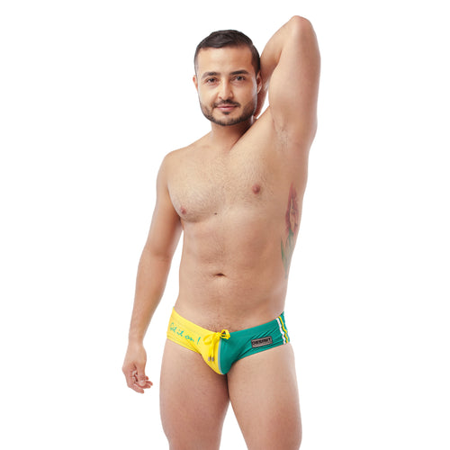 Bañador DT bitono amarillo verde