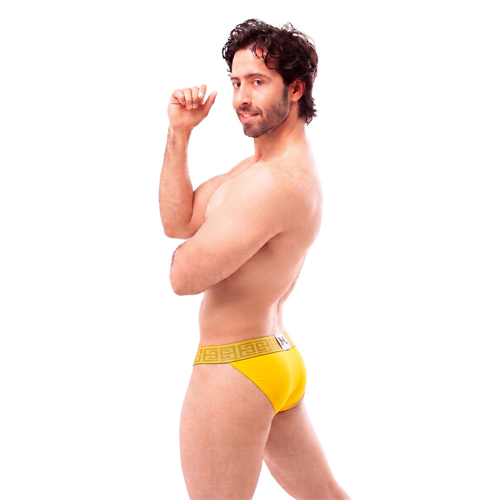Brief Bikini Mens Look Grecas Amarillo