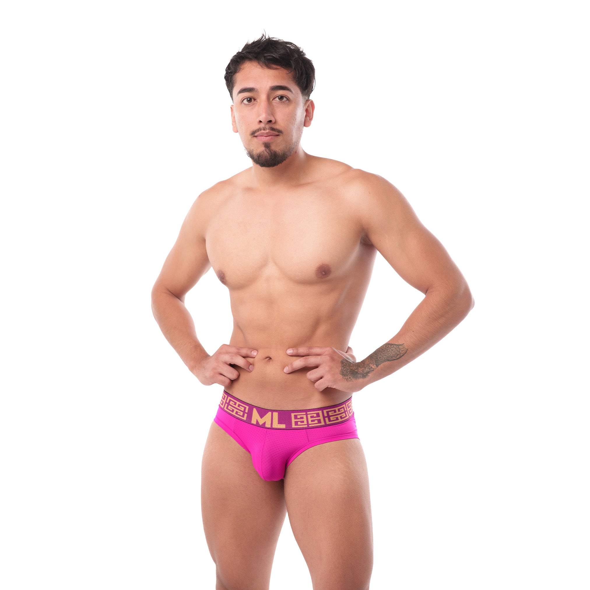 Brief Mens Look Grecas Rosa