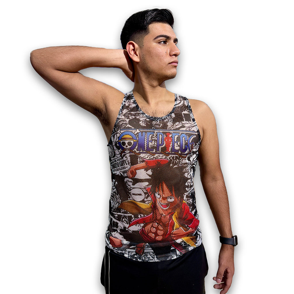 Playera Tela Red One Piece Monkey