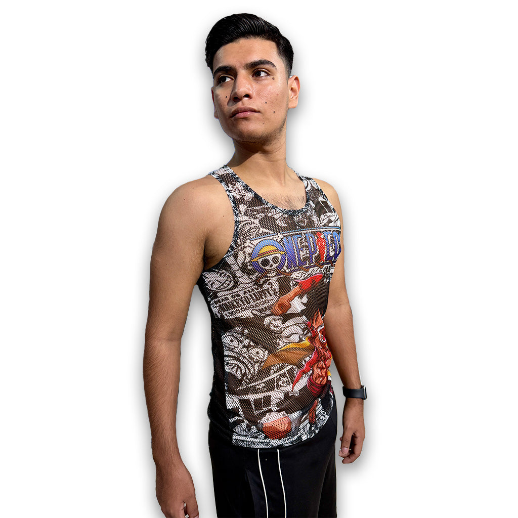 Playera Tela Red One Piece Monkey